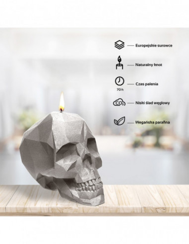 Świeca Skull Low-Poly Gray Big