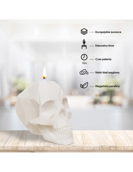 Świeca Skull Low-Poly White Big