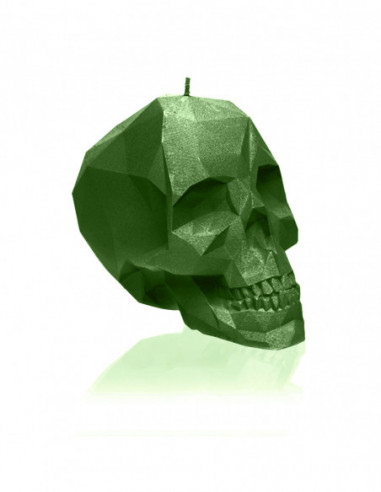 Świeca Skull Low-Poly Dark Green Big