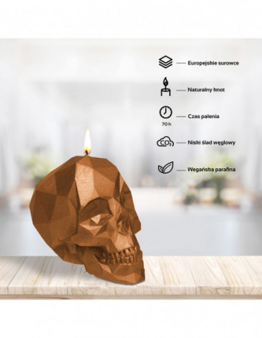 Świeca Skull Low-Poly Gold Big