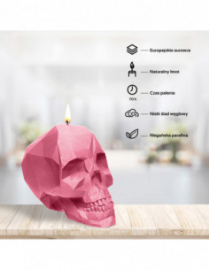 Świeca Skull Low-Poly Pink Big