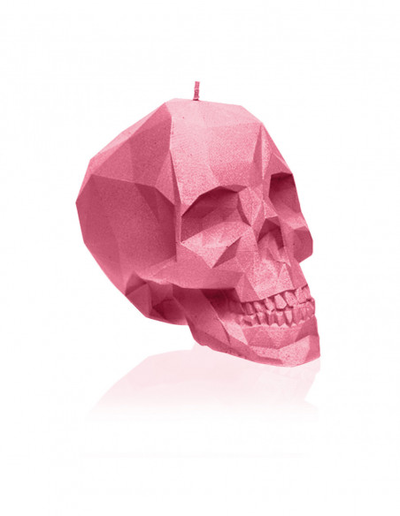 Świeca Skull Low-Poly Pink Big