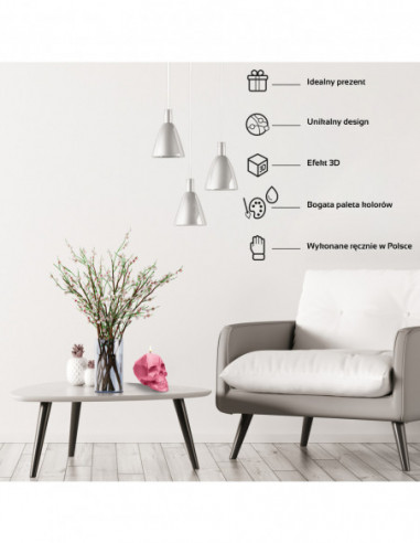 Świeca Skull Low-Poly Pink Big