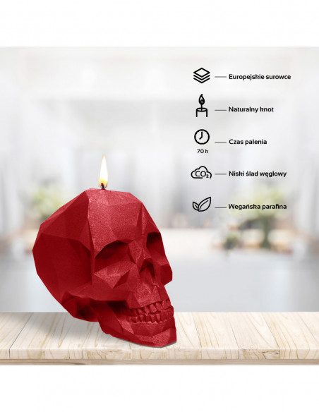 Świeca Skull Low-Poly Red Big
