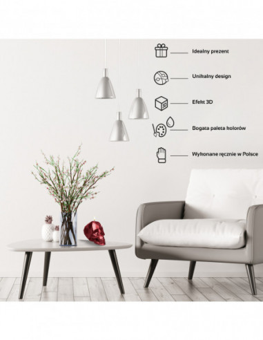 Świeca Skull Low-Poly Red Metallic Big