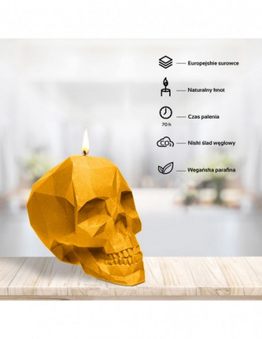 Świeca Skull Low-Poly Yellow Big