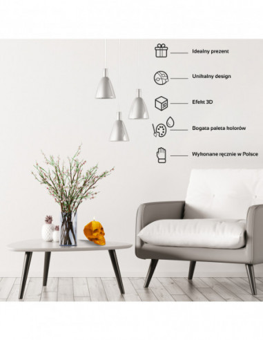 Świeca Skull Low-Poly Orange Big