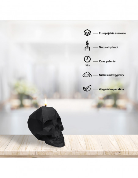 Świeca Skull Low-Poly Black Matt Small