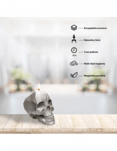 Świeca Skull Low-Poly Gray Small