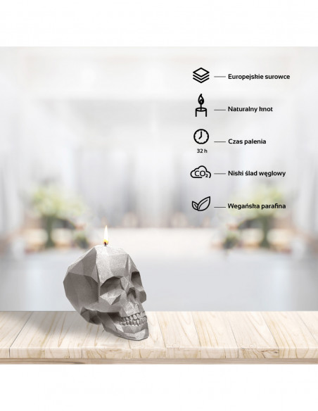 Świeca Skull Low-Poly Gray Small