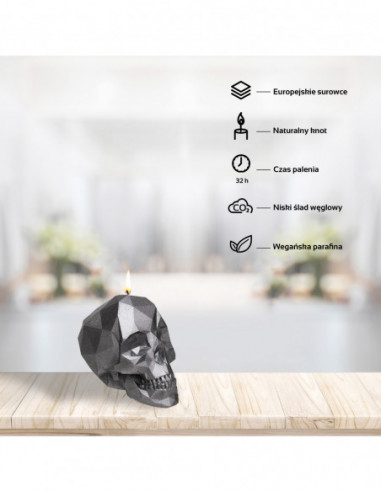 Świeca Skull Low-Poly Steel Small