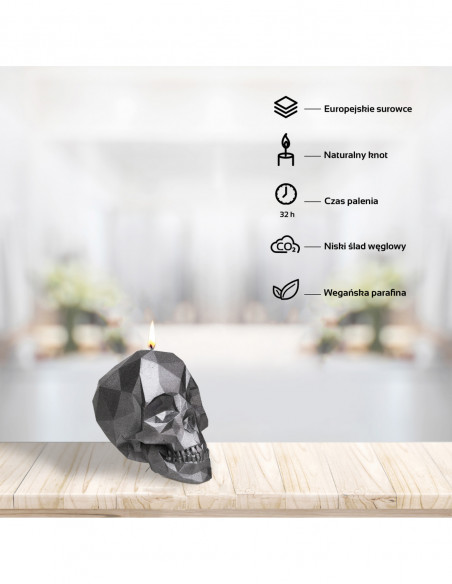 Świeca Skull Low-Poly Steel Small