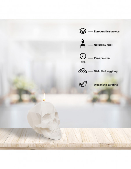 Świeca Skull Low-Poly White Small