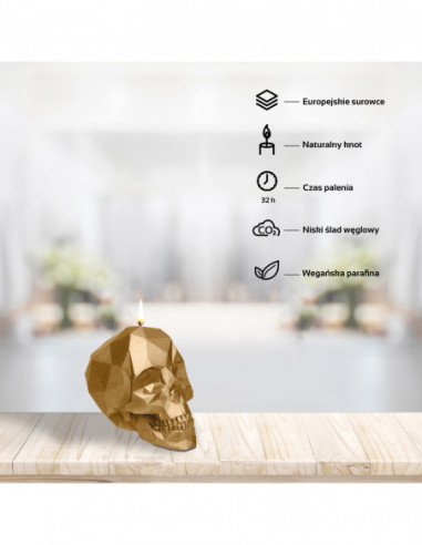 Świeca Skull Low-Poly Classic Gold Small