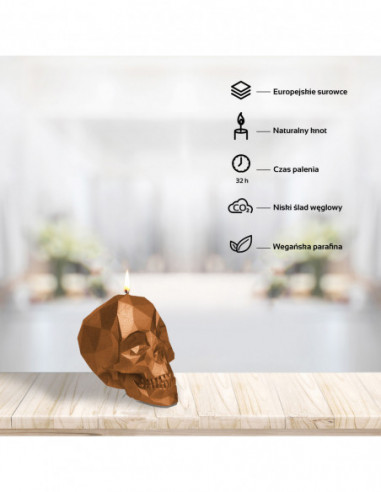 Świeca Skull Low-Poly Gold Small