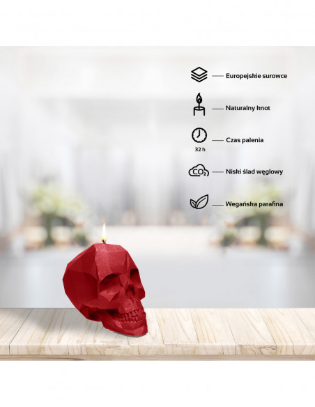 Świeca Skull Low-Poly Red Small