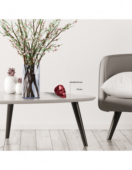 Świeca Skull Low-Poly Red Metallic Small