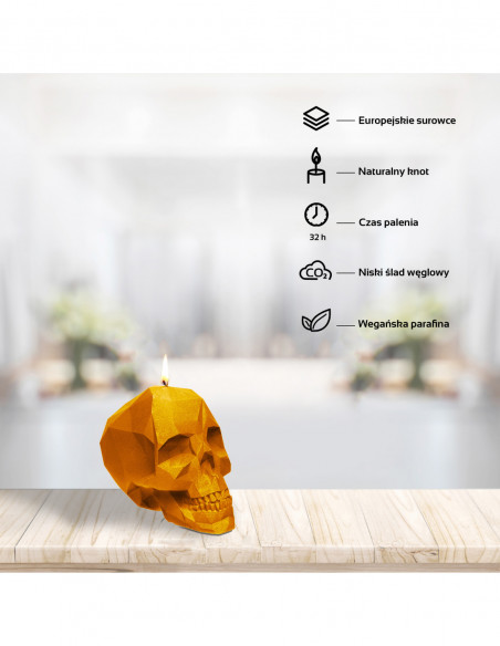 Świeca Skull Low-Poly Orange Small