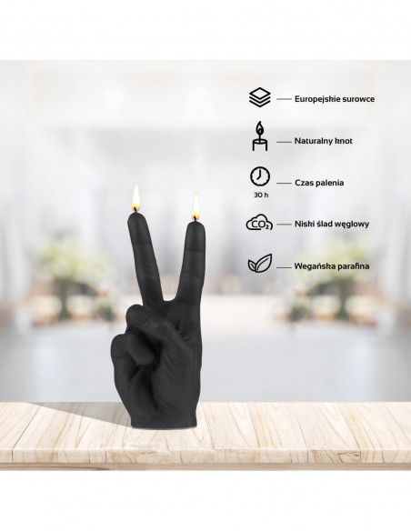 Świeca Hand Peace Black Matt