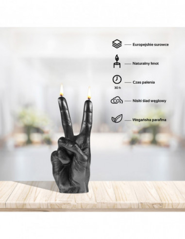 Świeca Hand Peace Black Metallic