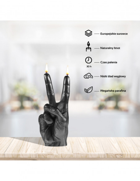 Świeca Hand Peace Black Metallic