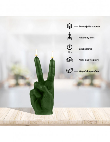 Świeca Hand Peace Dark Green
