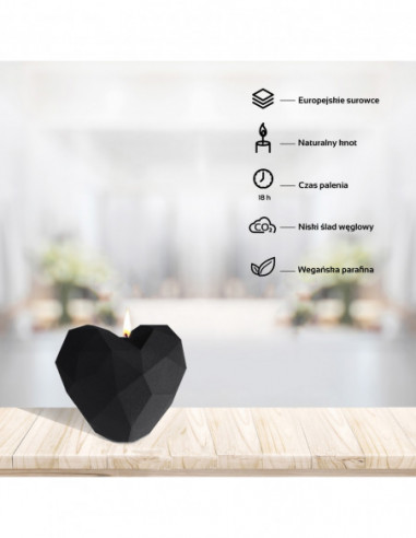 Świeca Heart Low-Poly Black Matt