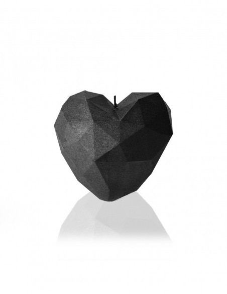 Świeca Heart Low-Poly Black Metallic