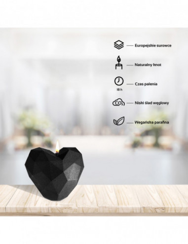 Świeca Heart Low-Poly Black Metallic