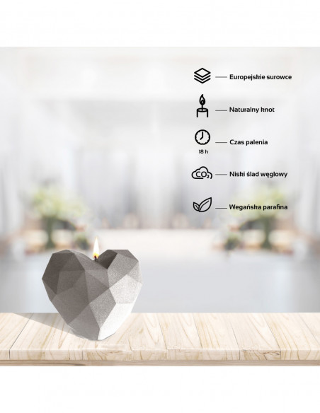 Świeca Heart Low-Poly Gray