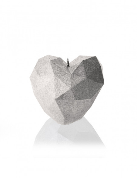 Świeca Heart Low-Poly Silver