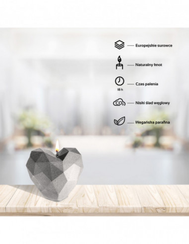 Świeca Heart Low-Poly Silver