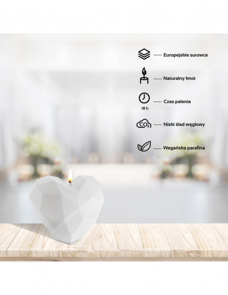 Świeca Heart Low-Poly White