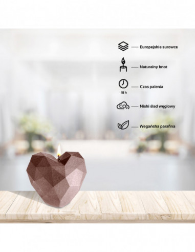 Świeca Heart Low-Poly Rose Gold