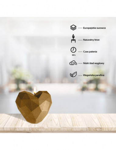 Świeca Heart Low-Poly Classic Gold