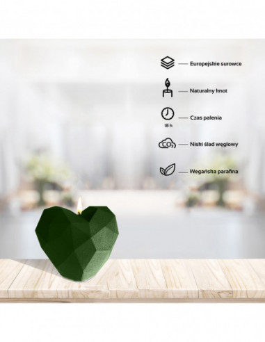 Świeca Heart Low-Poly Dark Green