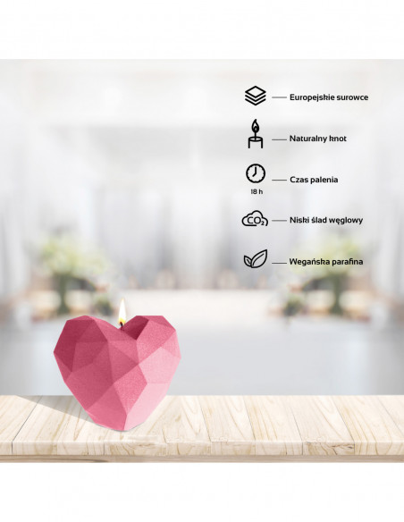Świeca Heart Low-Poly Pink