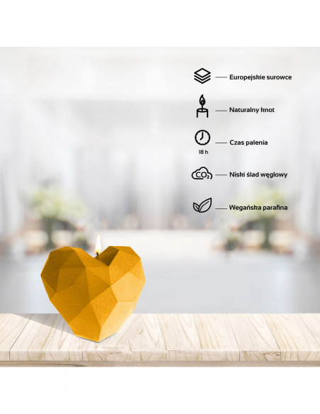 Świeca Heart Low-Poly Yellow