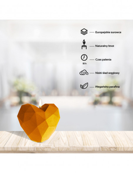 Świeca Heart Low-Poly Orange