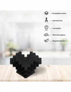 Świeca Heart Pixel Black Matt 2