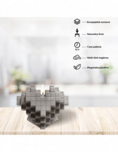 Świeca Heart Pixel Gray 2