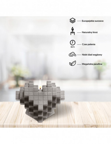 Świeca Heart Pixel Gray