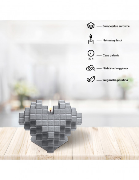 Świeca Heart Pixel Steel