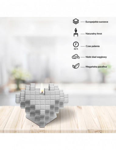 Świeca Heart Pixel Silver