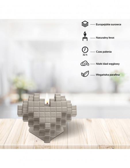 Świeca Heart Pixel Brass
