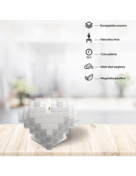 Świeca Heart Pixel White