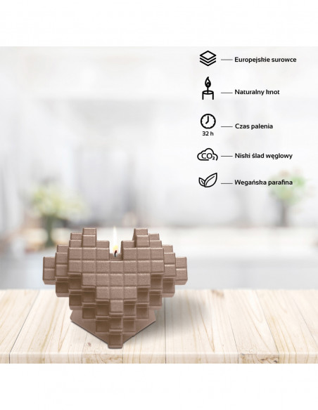 Świeca Heart Pixel Gold