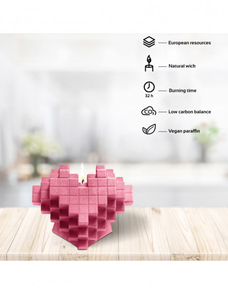 Świeca Heart Pixel Pink