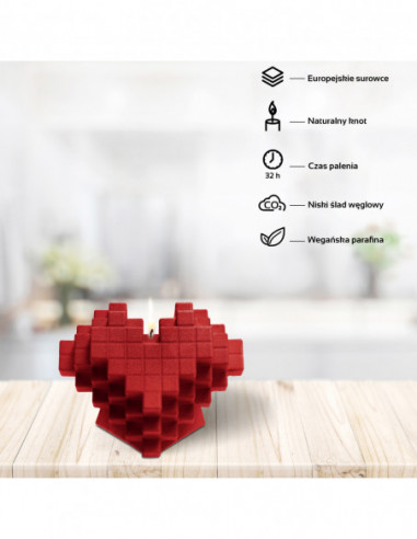 Świeca Heart Pixel Red