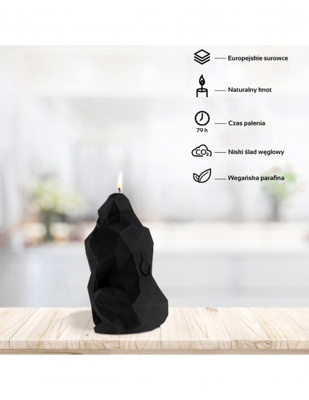 Świeca Gorilla Low-Poly Black Matt